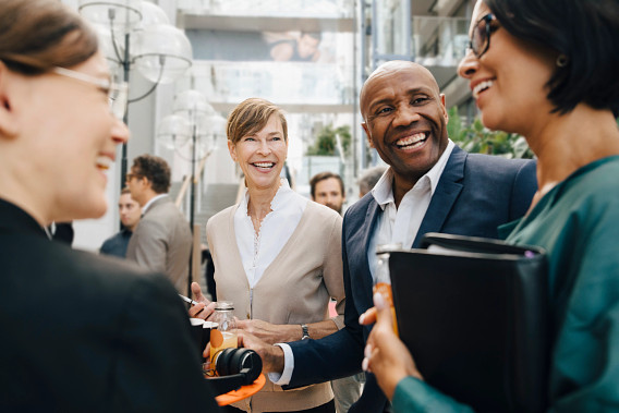 Business people in conversation